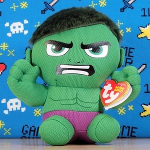 Original TY Beanie Babies Green Hulk 5" UltraSoft Stuffed Hero Marvel Plush NWT